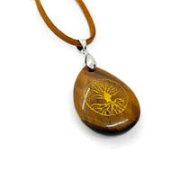 Кулон амулет "дерево жизни" на шнурке натуральный камень тигровый глаз