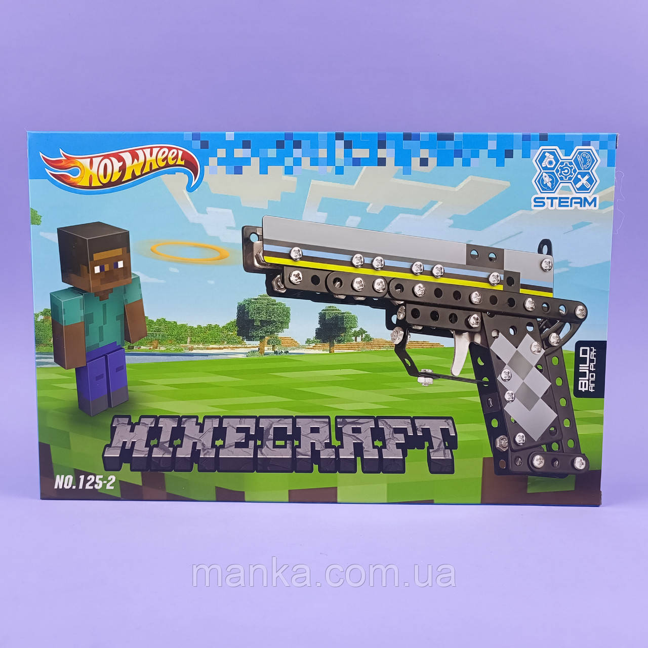 Конструктор металевий 125-2 “Пістолет”, інструменти, фігурка героя, в коробці, фото 1