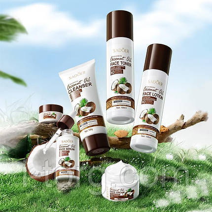 Подарунковий набір для обличчя з екстрактом кокосу Sadoer (6в1), фото 2