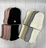 М 89008. Комплект для дівчинки, підлітка: шапка з флісом "SILVER@WHITE" і  хомут,  різні кольори 4-15 років, фото 7