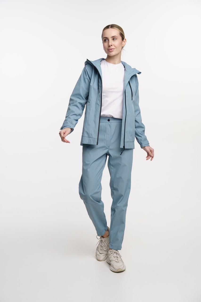 Жіночий спортивний костюм з плащівки Вітровка + Штани блакитний Комплект з капюшоном весняний осінній, фото 1