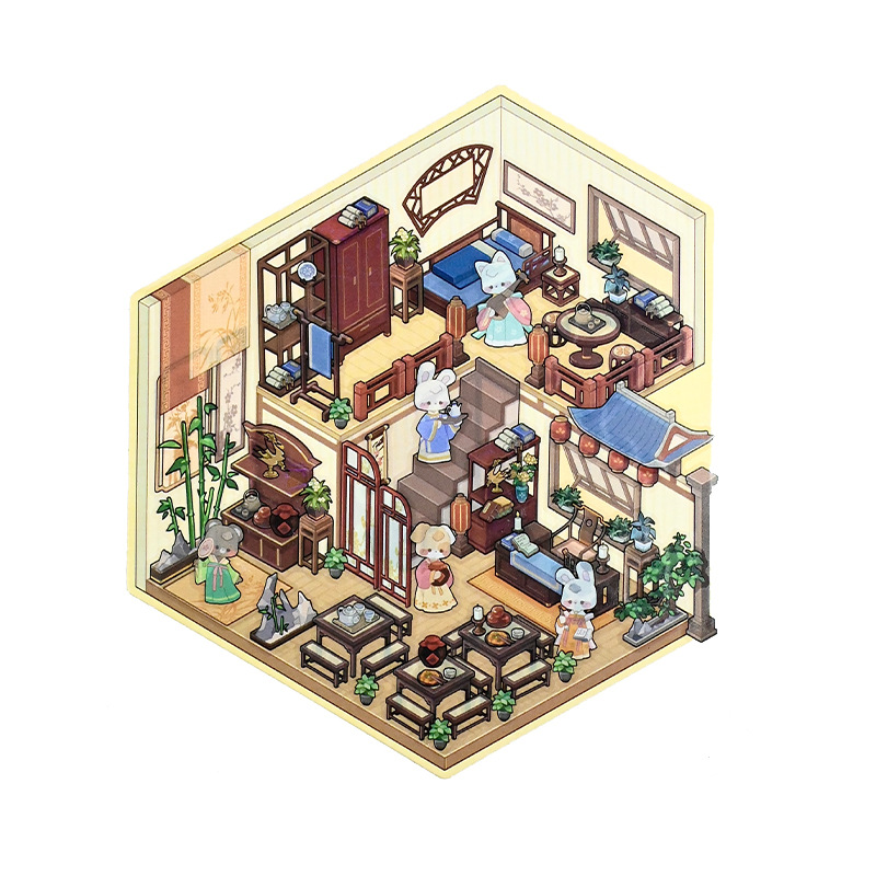 Набір наліпок стікерів румбокс 3D наклейки кімната будинок Чайна церемонія, фото 1