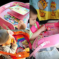 Столик дитячий в автокрісло. Автомобільний стіл для автокрісла органайзер помаранчевий