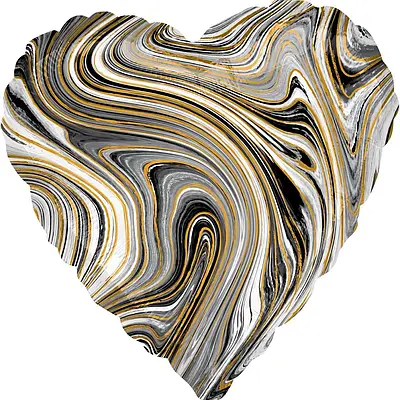 China 18" Фольговані кулі Серце агат чорний black marble