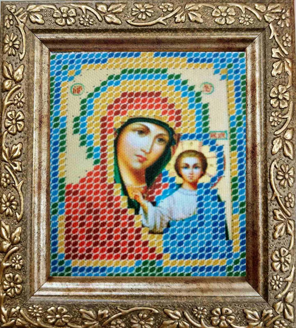Набір для вишивання бісером ArtWork Каза́нська іко́на Бо́жої Ма́тері НВТ 7002 6х7см з рамкою в комплекті, фото 1
