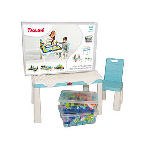 Дитячий набір "Граємось та навчаємось" Doloni 04660/7 в наборі стіл, стілець, конструктор, Toyman