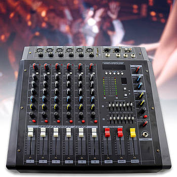 8 канальний аудіо мікшер потужністью 2×350 Вт 16-бітним процесором Mixer BT 808D 8CH
