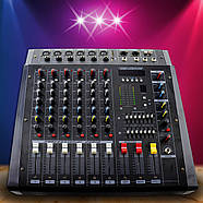 8 канальний аудіо мікшер потужністью 2x350 Вт 16-бітним процесором Mixer BT 808D 8CH, фото 2