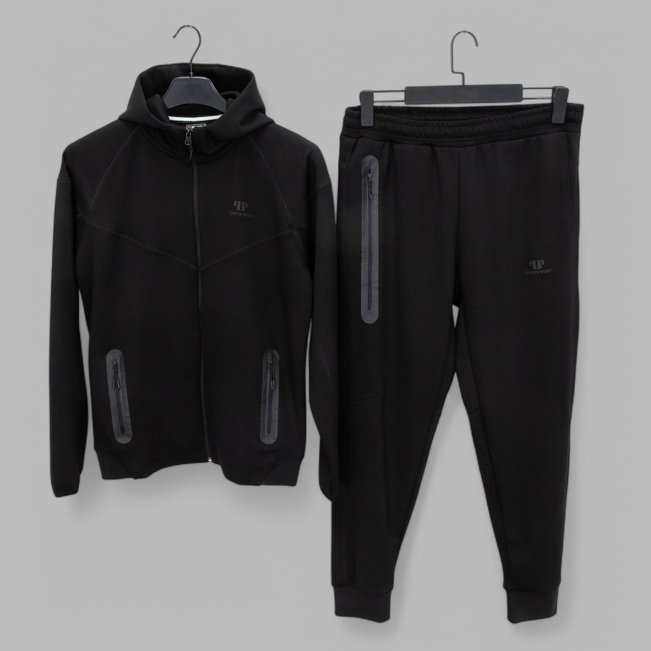 Спортивний костюм Piyera 7763 чорний 47% бавовна 53% поліестер L(Р), фото 1
