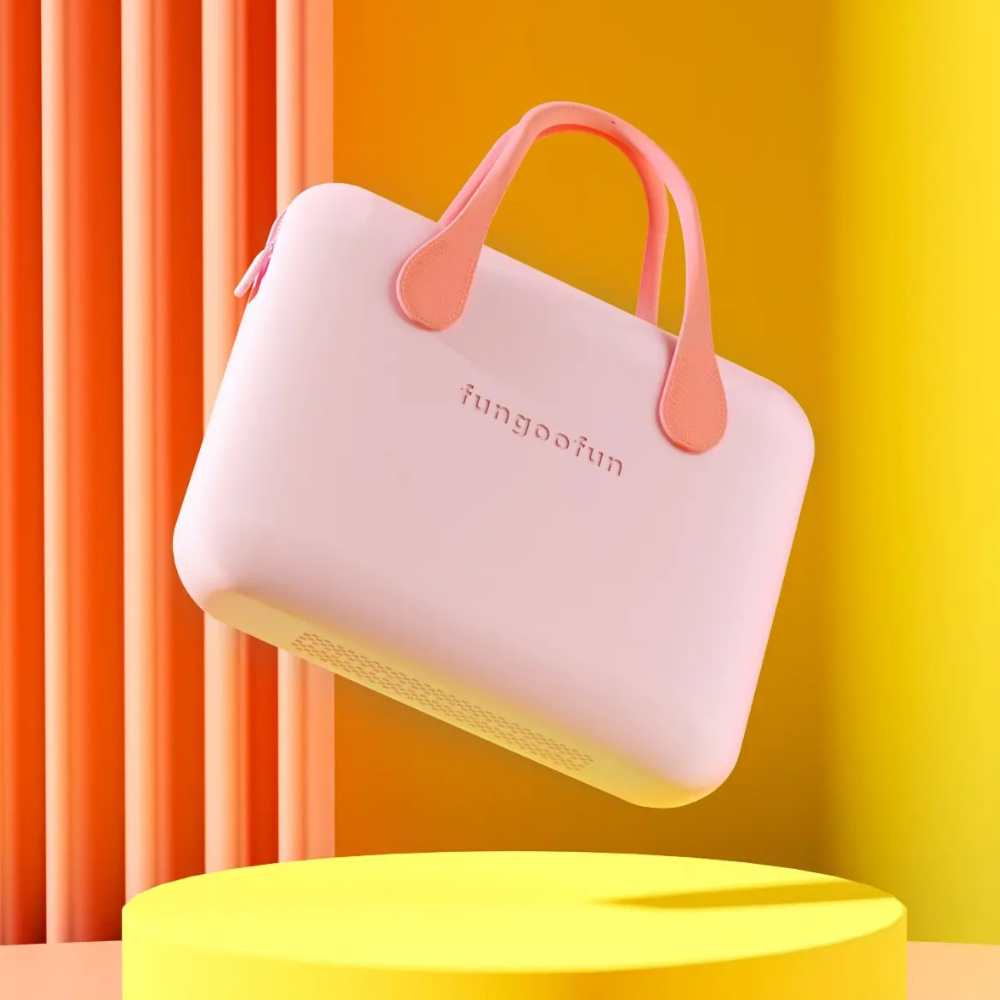 Сумка для ноутбука або планшета 14 дюймів Fungoofun, силіконова, вологостійка, протиударна, рожева