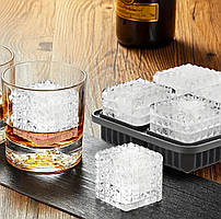 Велика силіконова форма для льоду на 4 красиві рифлені кубики