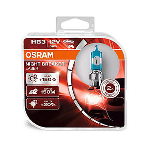 ОРИГІНАЛ! Галогенові лампи HB3 OSRAM Night Breaker LASER +150% 60W (комплект 2шт), фото 1