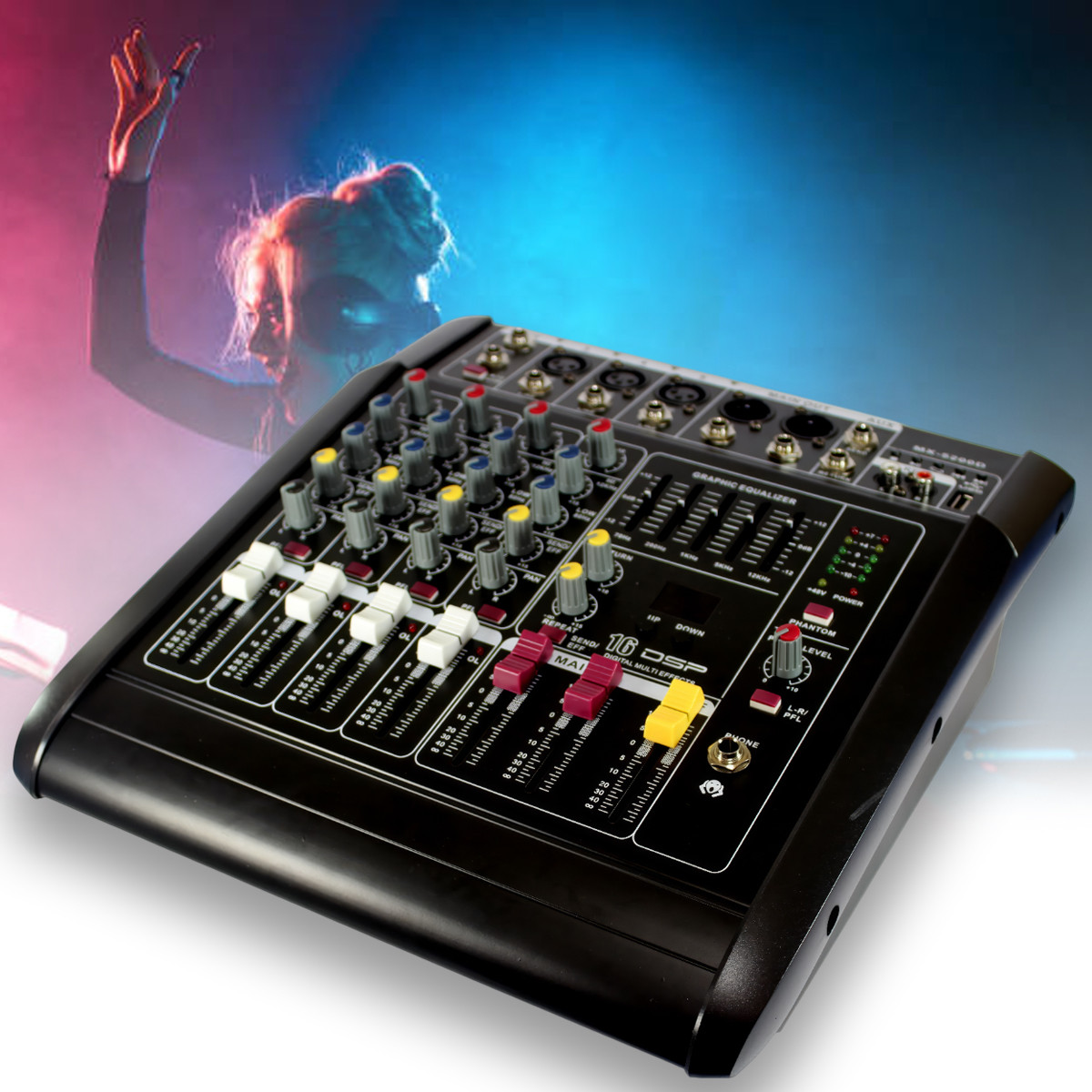 4-канальний активний аудіо-мікшер підсилювач звуку з Bluetooth Mixer BT 5300D, фото 1