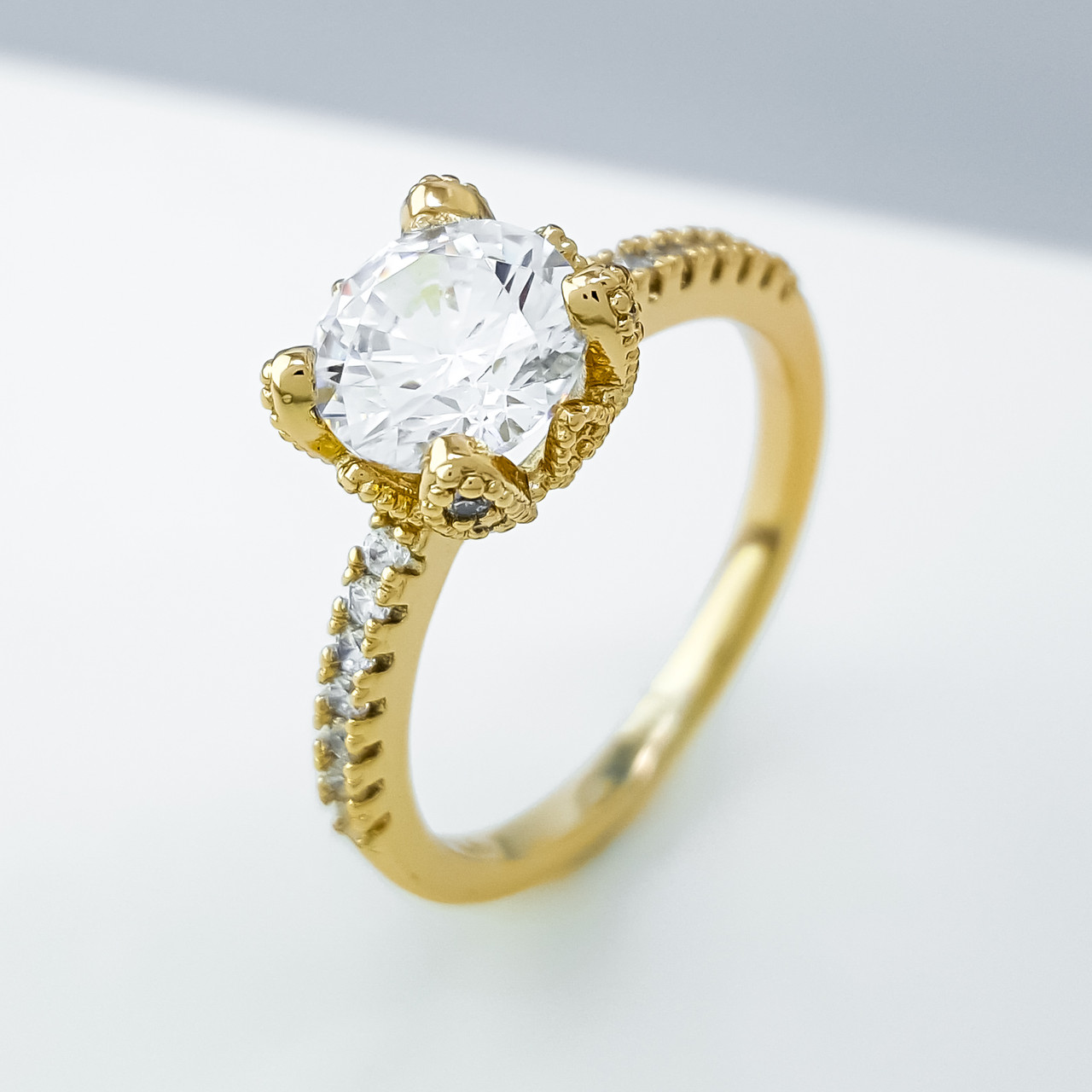 Кільце Заручальне з розсипом каменів; р.16.5; р.17.5; р.19; р.19.5; медичне золото Xuping 18К, фото 1