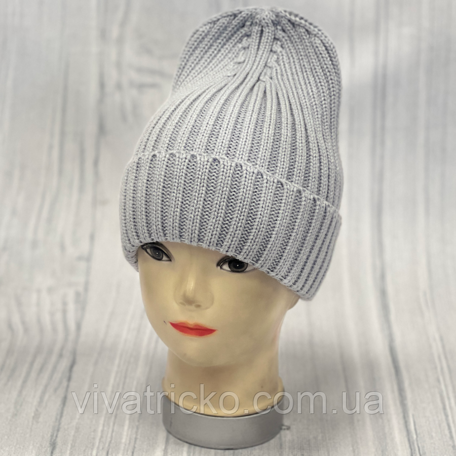 М 89011. Шапка одинарна з отворотом жіноча, підліткова, різні кольори, 6-70 років, фото 1