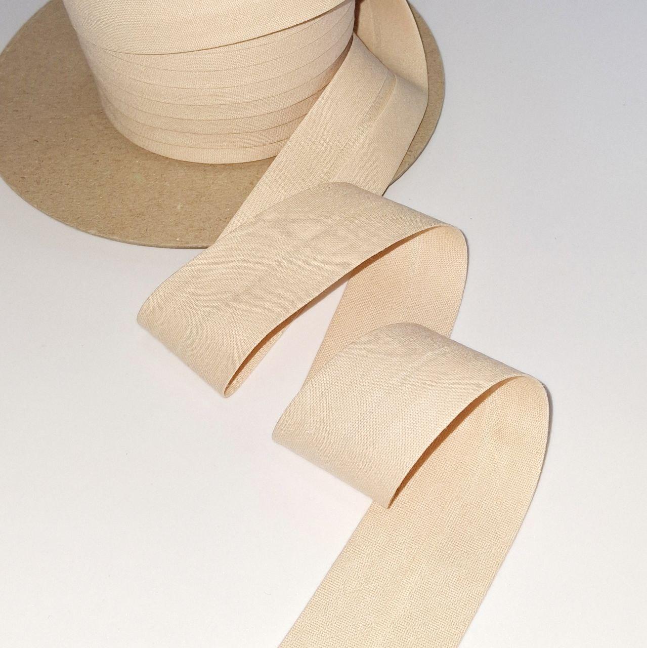 Коса бейка бавовняна однотон світло-бежева 30мм, фото 1
