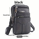 Сумка чоловіча шкіряна чорна маленька, фото 2