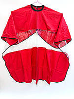 Пеньюар для стрижки, фарбування волосся Proline червоний з прозорою вставкою для телефону, арт. J15