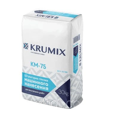 Штукатурка гіпсова KRUMIX KM-75 машинна (30 кг), фото 1