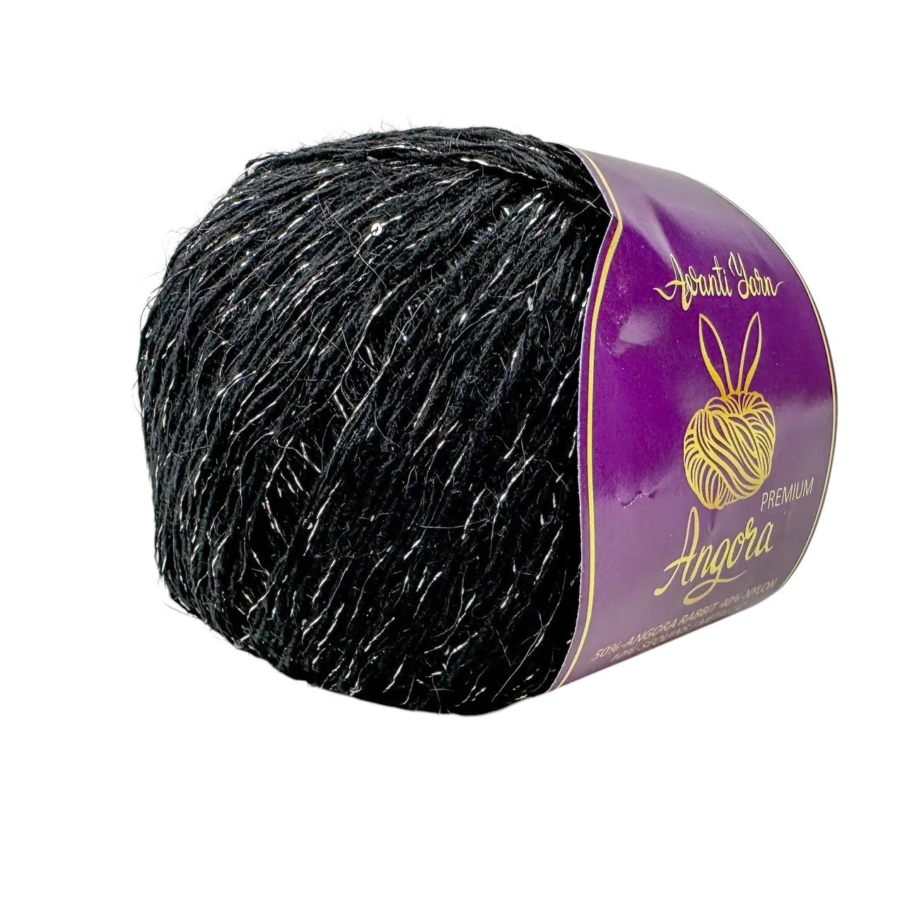 Avanti Yarn ANGORA PREMIUM (Ангора Преміум) № ЕF 21/101 чорний (Пряжа ангора люрекс срібло паєтка срібло)