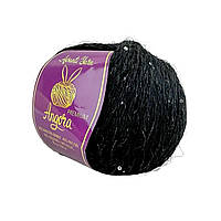 Avanti Yarn ANGORA PREMIUM (Ангора Преміум) № EF21/6 чорний (Пряжа ангора люрекс чорний паєтка голограма)