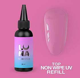 Топове покриття для гель лаку LunaMoon Top Non Wipe UV Refill для манікюру та педикюру, 60 мл.