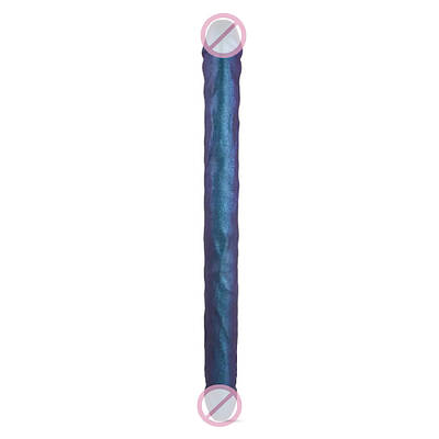 Фалоїмітатор подвійний Strap-On-Me DOUBLE DONG REALISTIC DILDO — SNAKY METALLIC COLOR