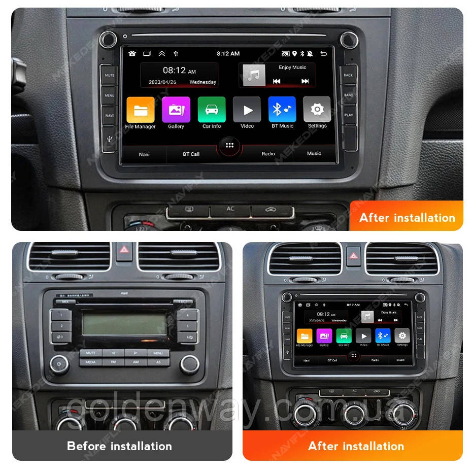 Штатна автомагнітола Android MEKEDE 2/32 Гб 8 дюймів Volkswagen Skoda Octavia Golf Tiguan Touran Passat Polo Jetta