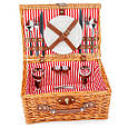 Кошик плетений для пікніка "На пляжі" місткий з набором посуду на 2 персони та аксесуарами, фото 2
