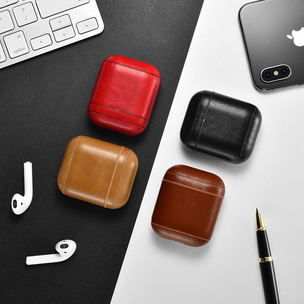 Шкіряний чохол для навушників AirPods iCarer Vintage (Ейрподс)