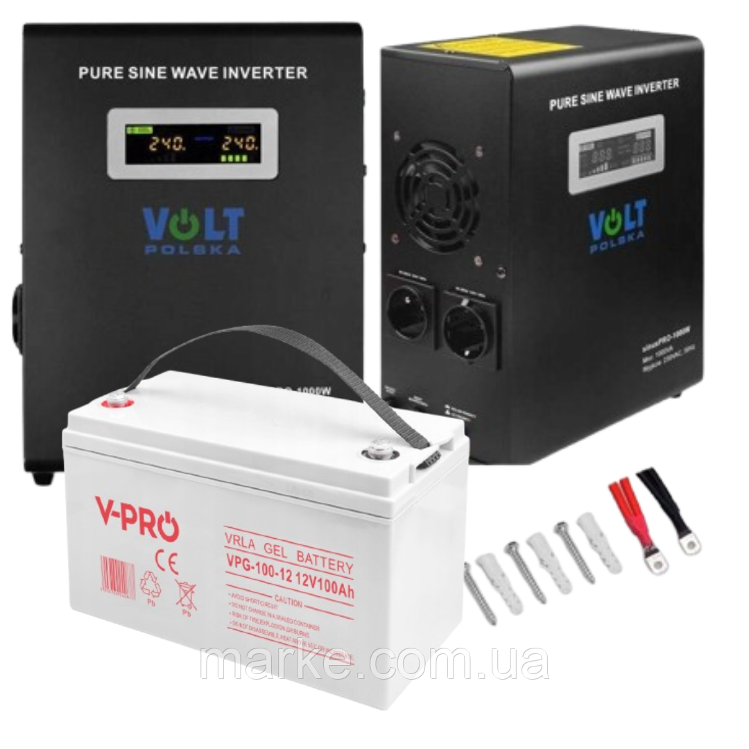 Аварійний комплект Volt Polska SINUS PRO 800 W 12/230V 500/800W + Акумулятор VOLT VRLA DEEP CYCLE 110Ah 12V (mrk)