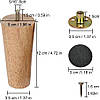 Ніжки для меблів LCOUACEO, дерев'яні ніжки для столу та дивана, комплект з 6 штук, висота 12 см, фото 4