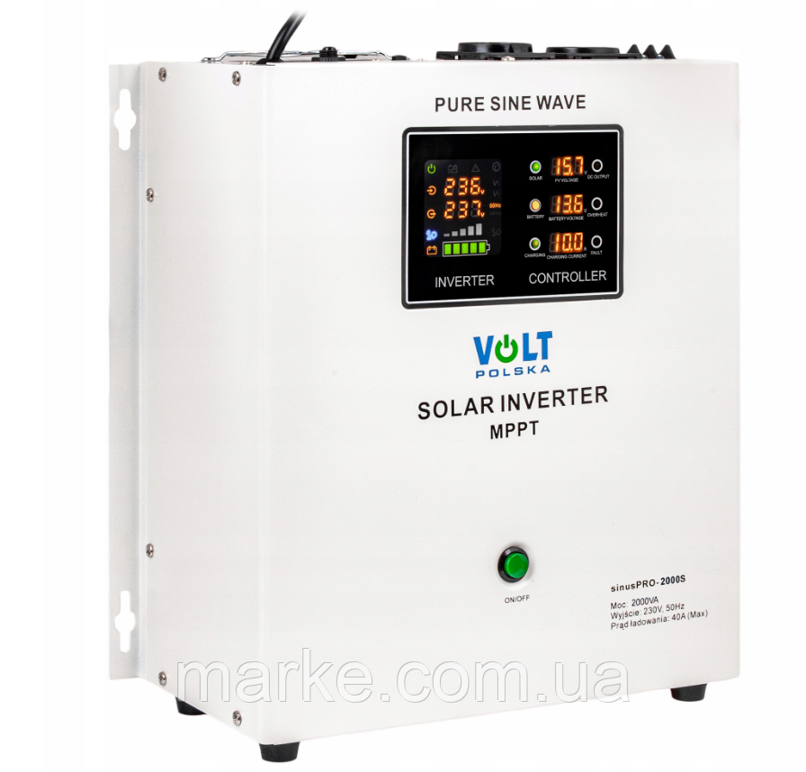 Гібридний ДБЖ/інвертор Volt Polska SINUS PRO 2000 S 24/230V 1400/2000W + 40A MPPT 100V (3SPS200024) (mrk)