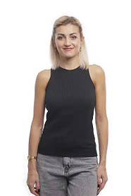 Майка жіноча з бавовни рубчик Bono 950101 чорна (розміри 42-50)