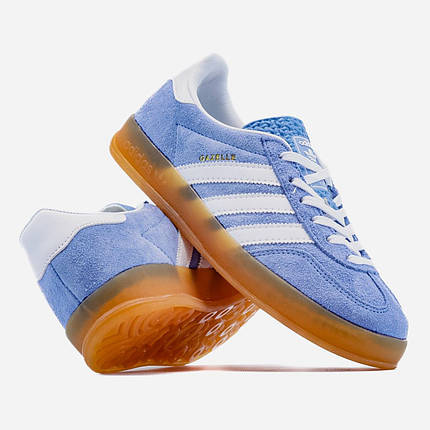 Кросівки Adidas Gazelle Indoor Blue Адідас Газель блакитні кеди натуральна замша демісезон унісекс, фото 1