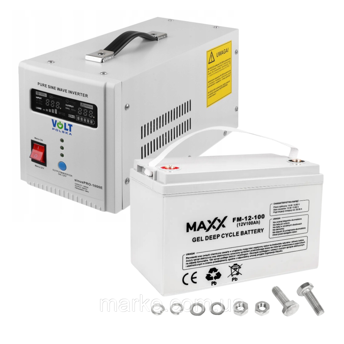 Комплект Volt Polska SINUS PRO 1000E W 12/230V 700/1000W + Акумулятор гелевий 4SUN MAXX GEL 100 Ah (mrk)