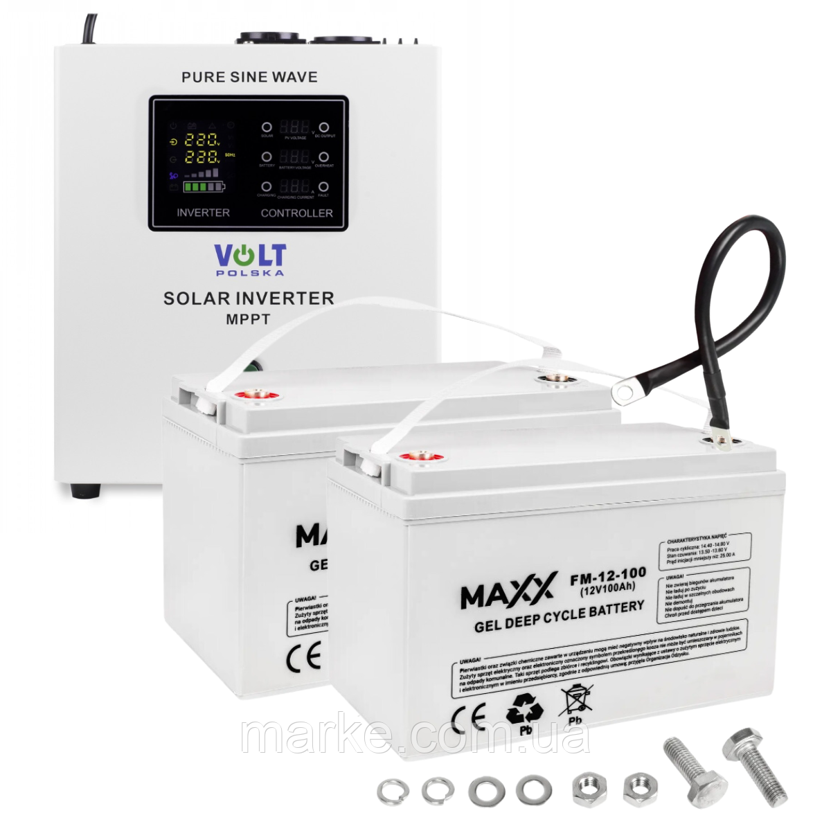 Комплект Volt Polska SINUS PRO 2000S 24/230V 1400/2000W + Акумулятор гелевий 4SUN GEL 100 Ah 2 шт (mrk)
