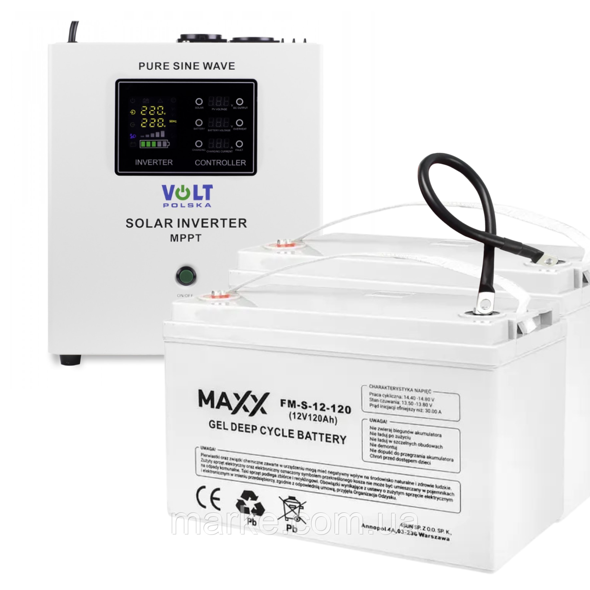 Комплект Volt Polska SINUS PRO 2000S 24/230V 1400/2000W + Акумулятор гелевий 4SUN GEL 120 Ah 2 шт (mrk)