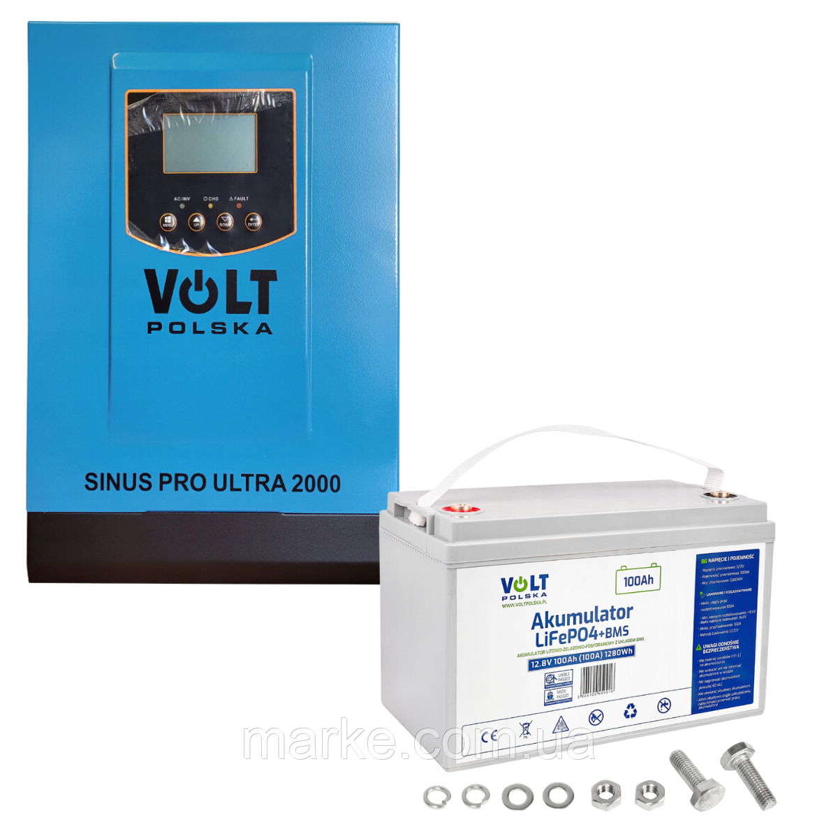 Комплект Volt Polska ULTRA-HV 2000 12/230V 1600/2400W + Аккумулятор Volt Polska LiFePO4 12,8V 100Ah (mrk)