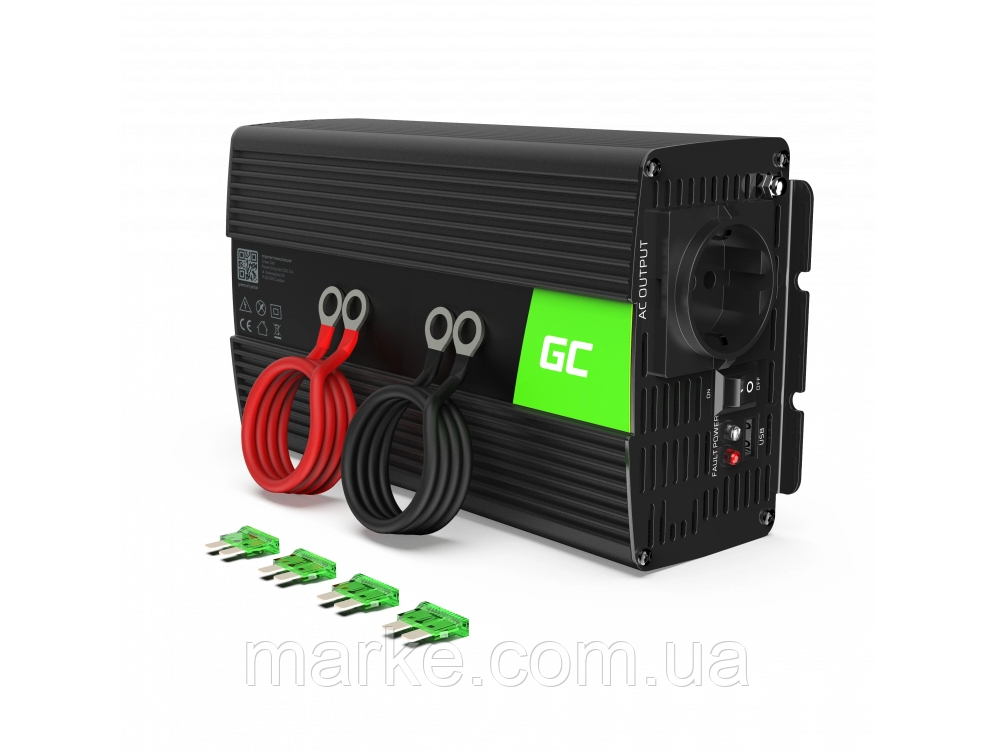 Мобільний інвертор Green Cell 12V на 230V 1000W/2000W (INV09) Чистий синус (mrk)