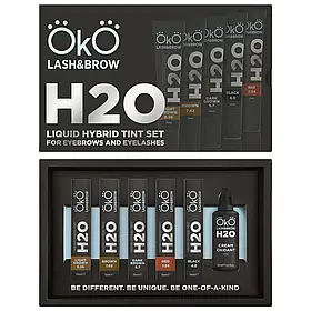 Набір фарби для брів та вій OkO Liquid Hybrid Tint H2O з окисником