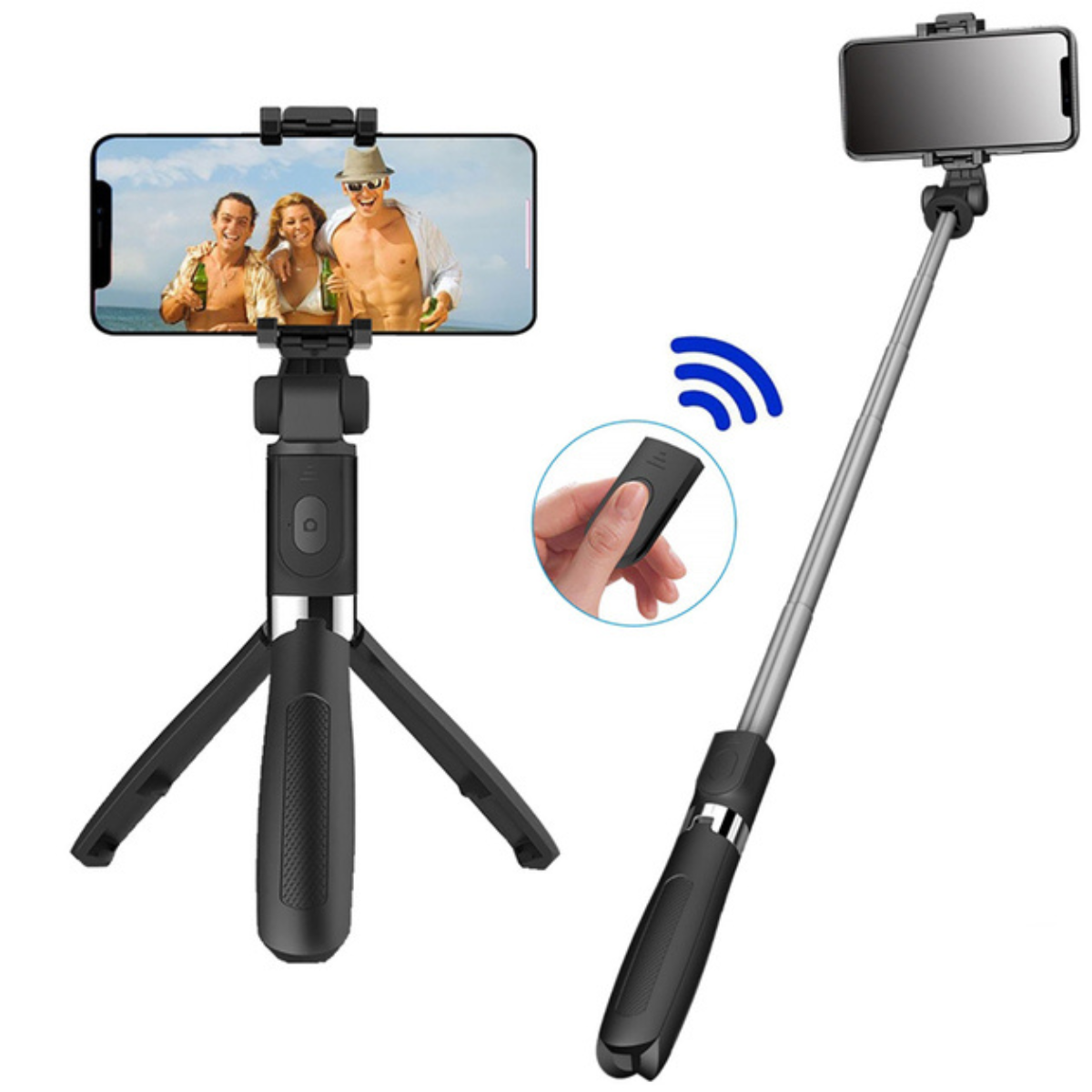 Штатив-селфі палиця з пультом Bluetooth Selfie Stick, телескопічний трипод для телефону Чорний L01