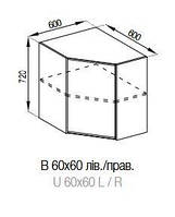 Кухня Тіна верхня секція В 60х60 корпус і фасад ДСП висота 720 мм (Світ Меблів ТМ)