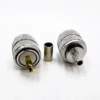 Роз'єм UHF Male (тато, вилка) PL259, UHF-PL обтискний на кабель RG58 RG142 RG223 LMR195 SYV50-3 під обтиск