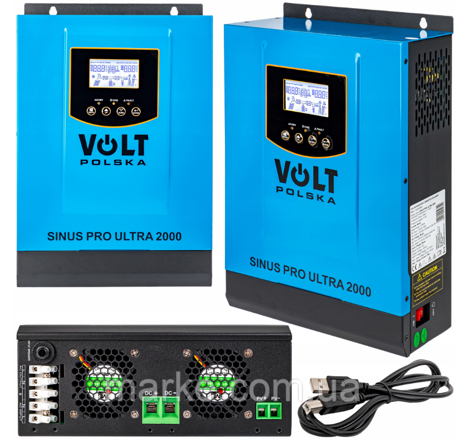 Сонячний інвертор Volt Polska ULTRA-HV 2000 12/230V (1000/2000W) + 60A MPPT (75V) (3SSH100012) (mrk)