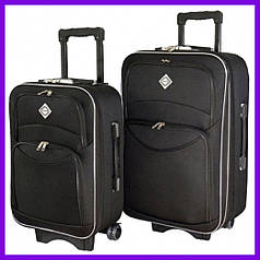 Валіза дорожня на коліщатках набір 2 шт середній і великий Bonro Style чорний тканина