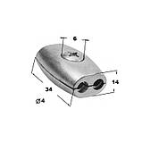 Затискач обжимний подвійний ø4мм 34x14мм бочкоподібний для троса цинк білий [3S20000007S0400E20] Metalvis, фото 2