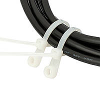 Хомут пластиковий (стяжка) Polax кабельний з монтажним кільцем 4,2 х 220 мм, білий 100 шт. (37-117)