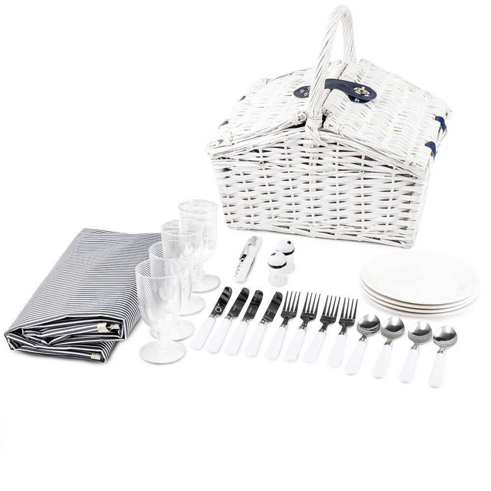 Кошик плетений з лози для пікніка "Атмосфера" місткий з набором посуду на 4 персони та аксесуарами, фото 1