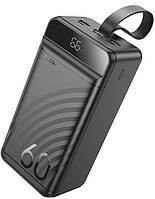 Повербанк 60000mAh 22.5W Hoco J123C Element Type-C 3USB с фонарем Black